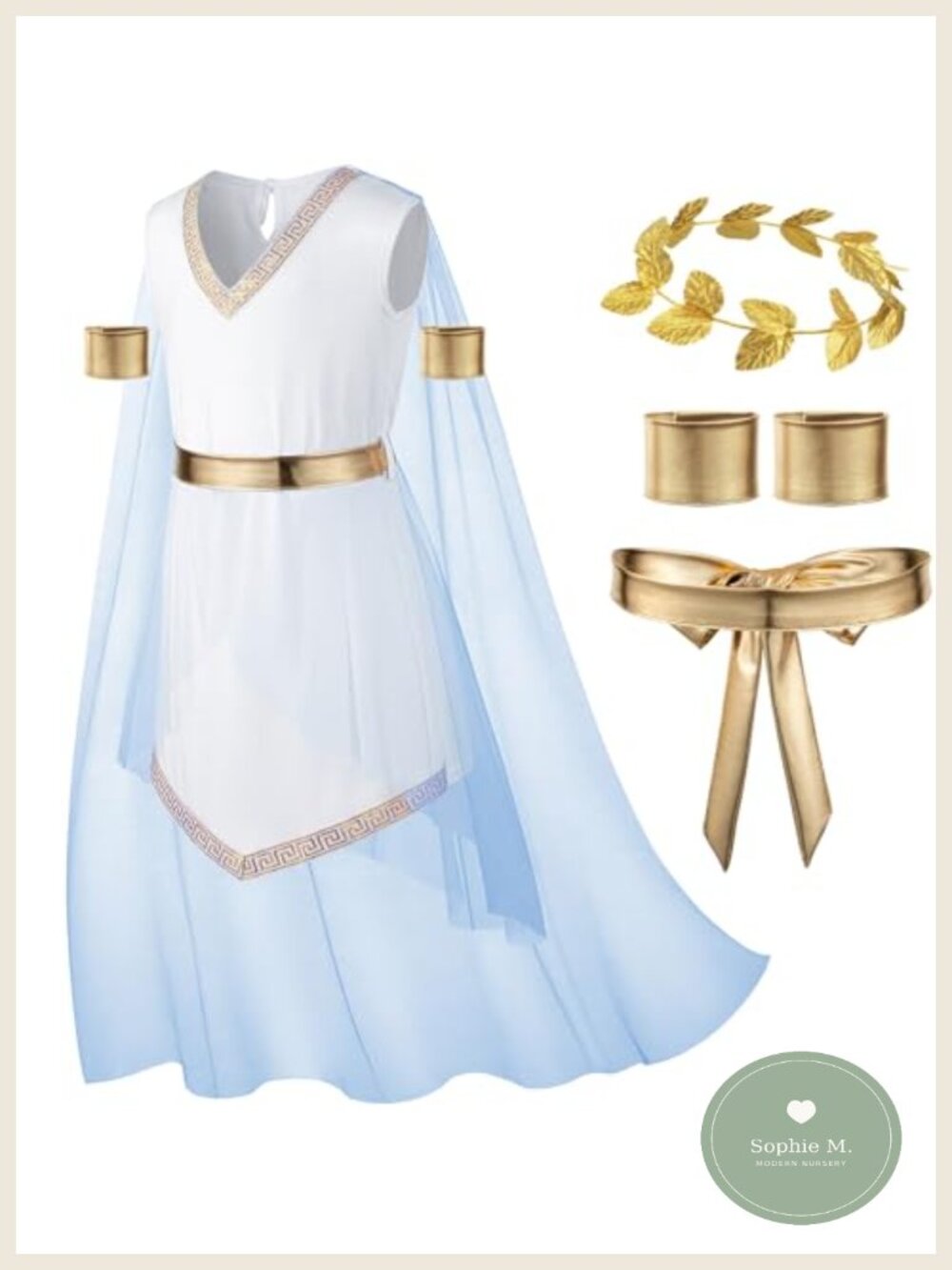 Girls Greek Goddess Toga Costume Set Roman Dress Cosplay Halloween